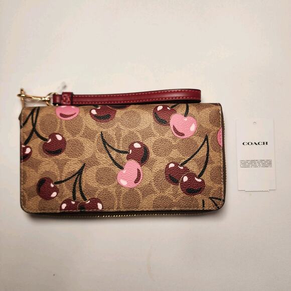Coach CZ328 Long Zip Around Wallet In Signature Cherry Tan 2 - Picture 3 of 3